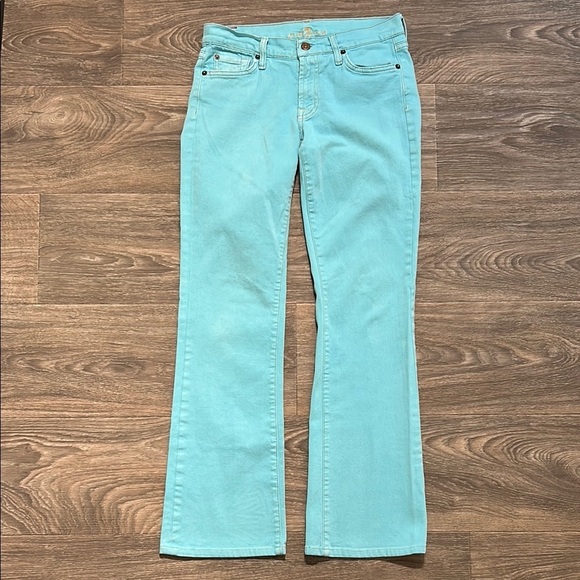 7 For All Mankind Denim - 7 For All Mankind Flare Jeans 27 Bright Baby Blue Denim Made USA Vintage Y2K 00s